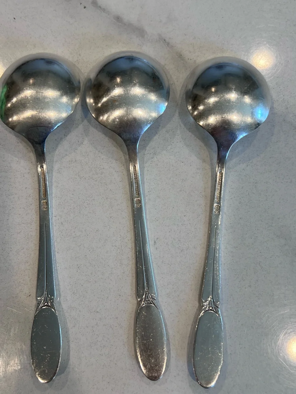 1847 Rogers Bros Silverware Lot of 3 Sylvia Pattern Soup Spoons 7